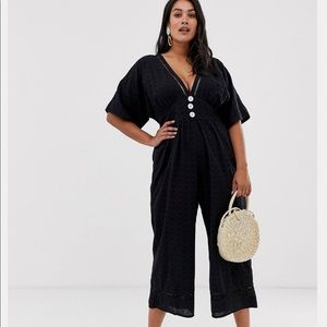 WORN ONCE! ASOS Neon Rose Jumpsuit in Broderie Size 22